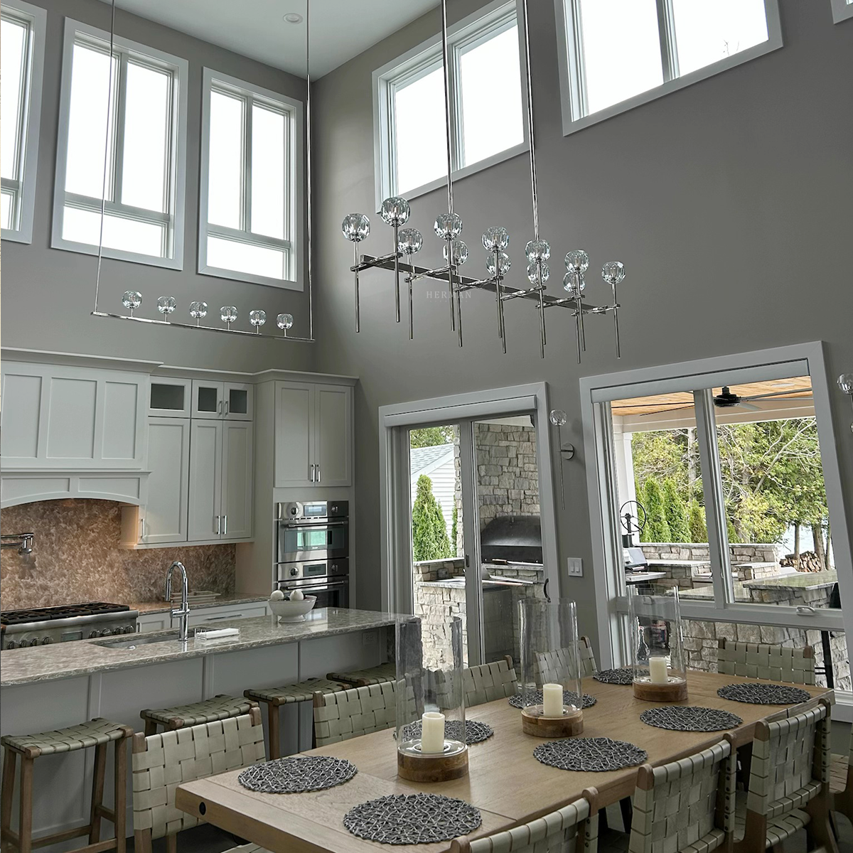 Boule Cristal Double Linear Chandelier 60"