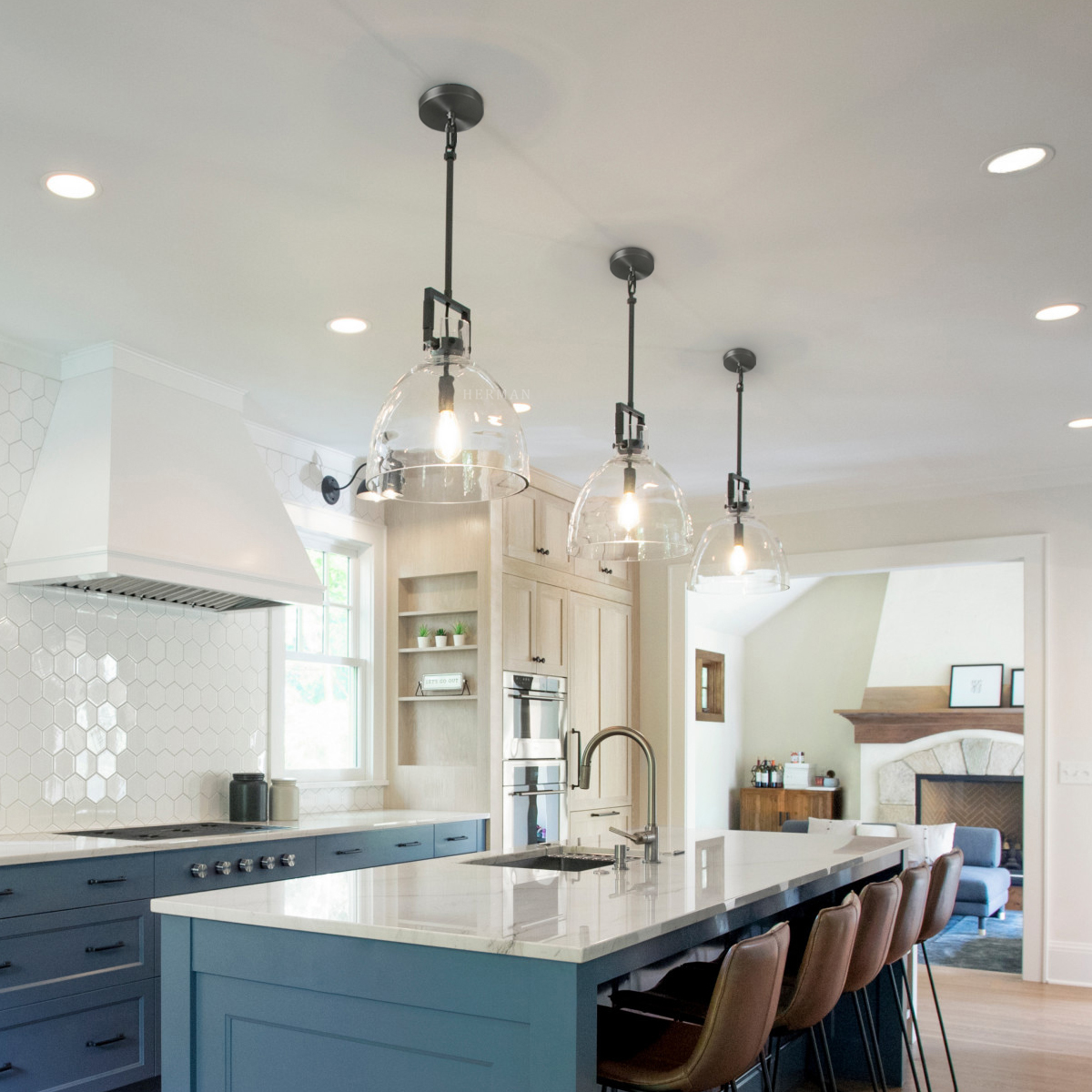 Machines Cloche Machinist Glass Globe Shade Pendant Light 10'', 14'', 18''