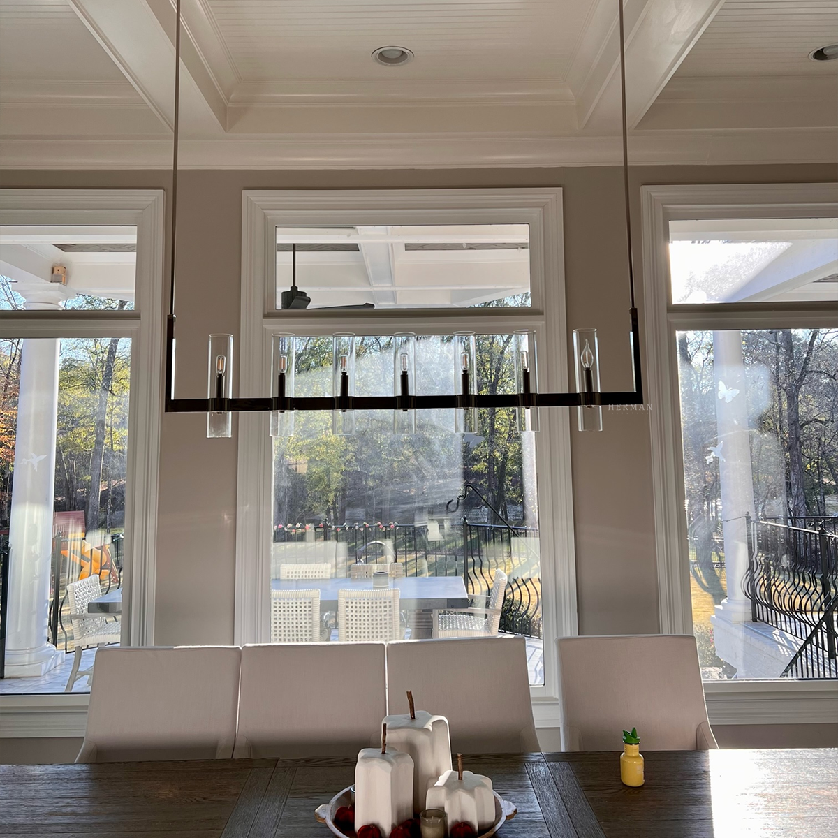 Ravelle Linear Chandelier For Art Blown Glass 59"