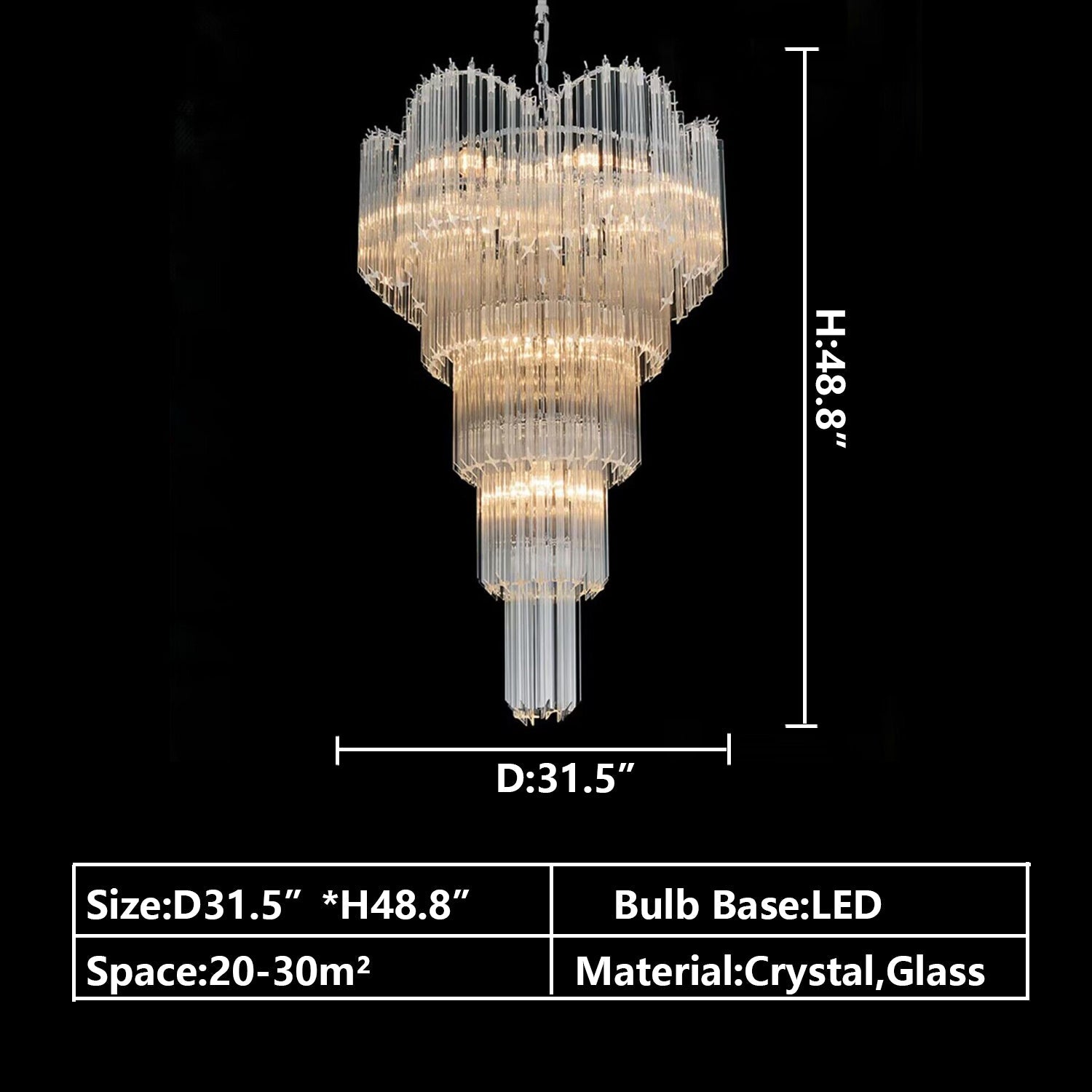 Extra Large Art Cascade Spiral Crystal Chandelier