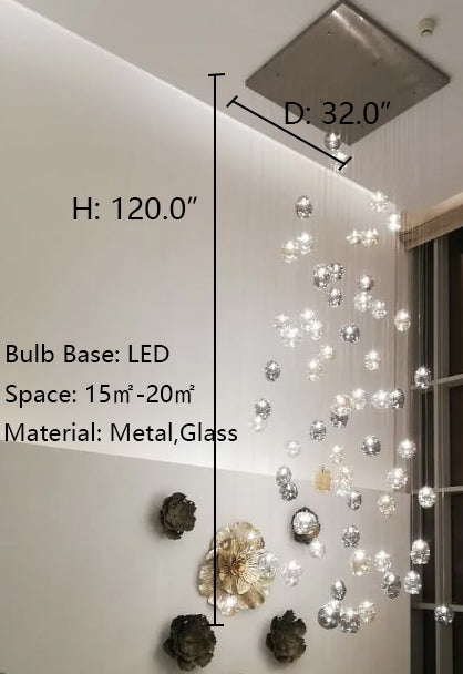 Extra Large Flush Mount Multiple Glass Bubble Pendant Chandelier for Living Room