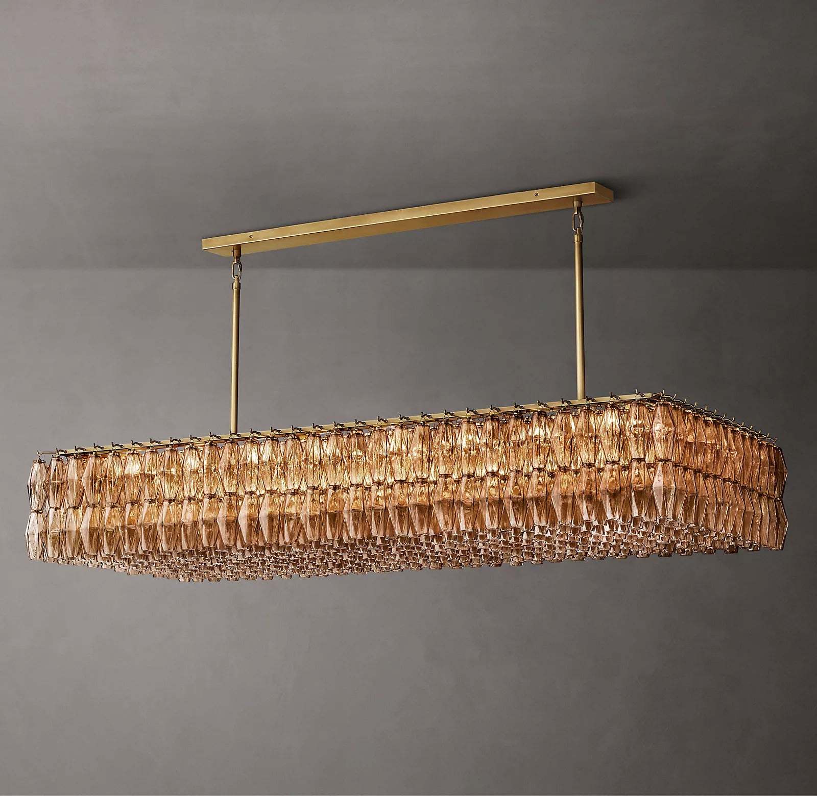 Chiara Glass Rectangular Chandelier W74"