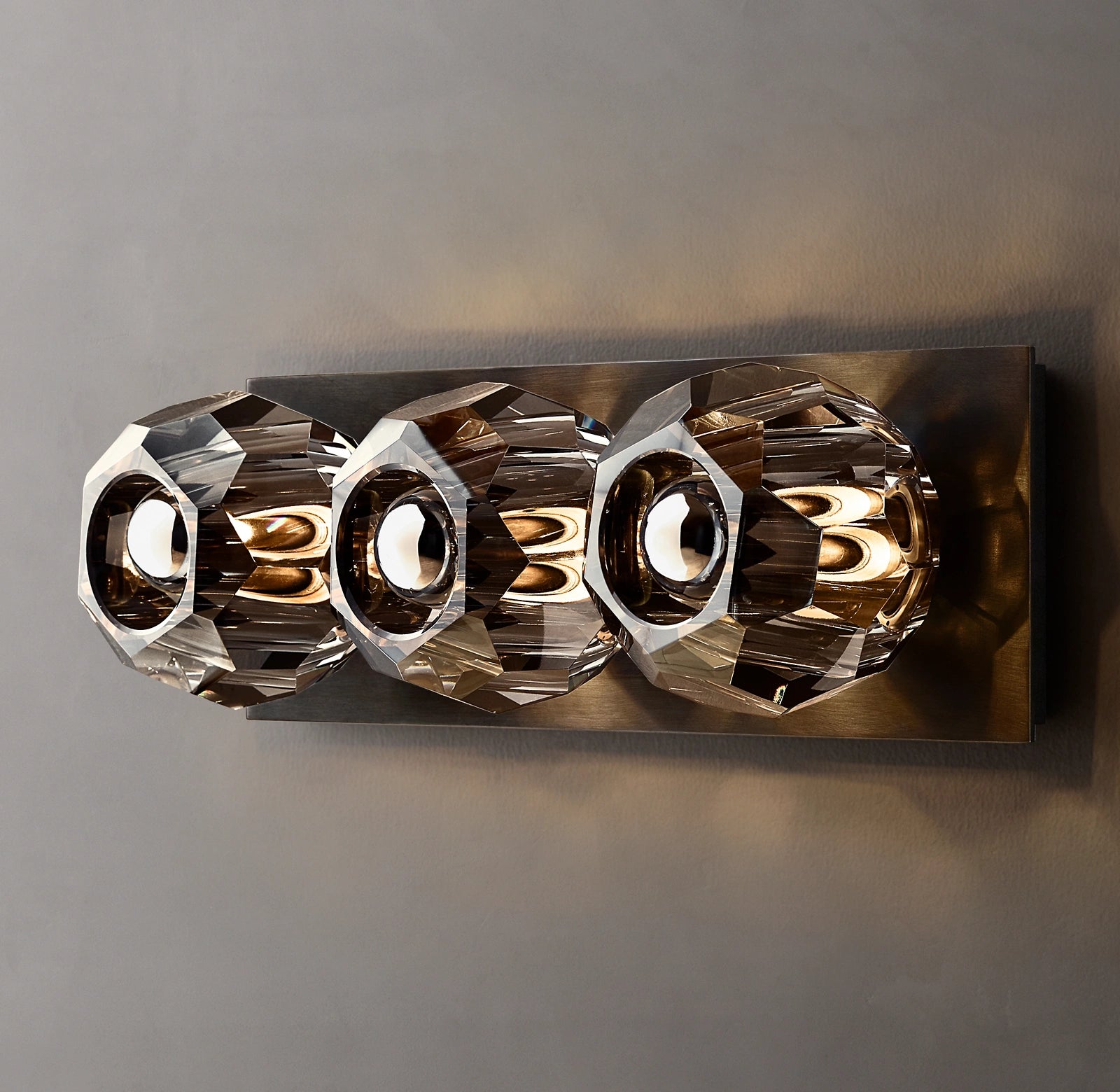 Boule Crystal Glass Linear Wall Sconce Smoky