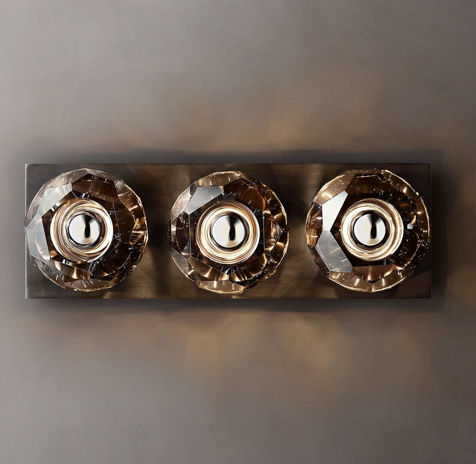 Boule Crystal Glass Linear Wall Sconce Smoky