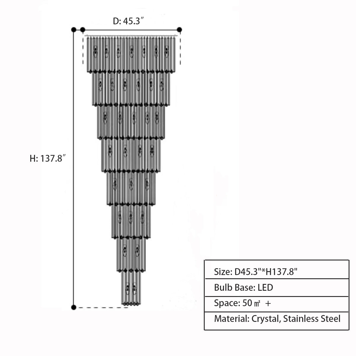 Extra Large Multi-layer Crystal Flush Mount Chandelier for High-Ceiling Space