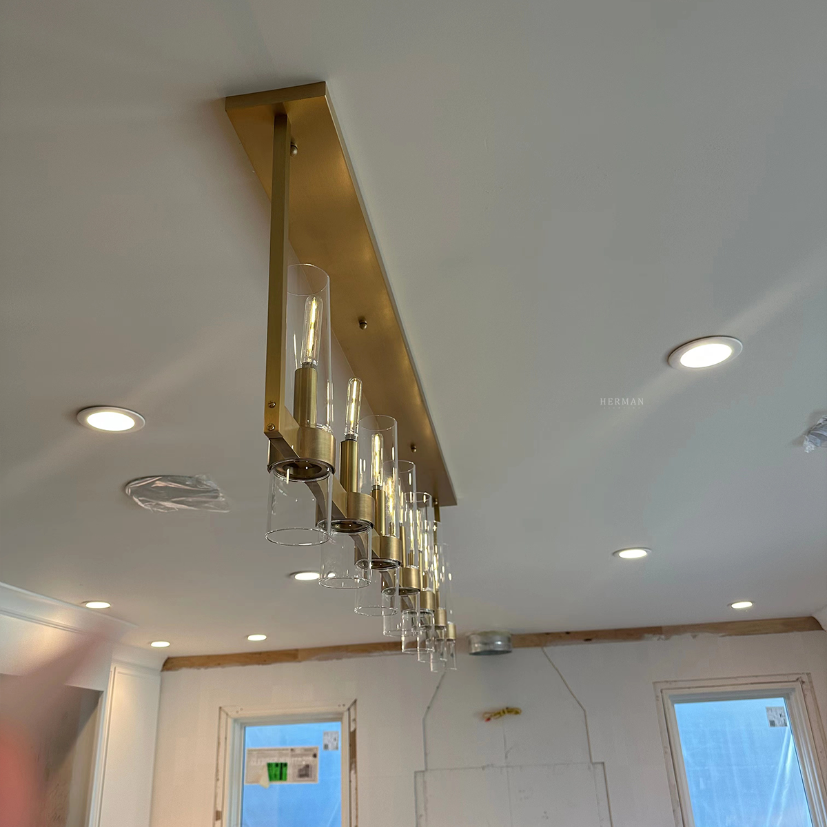 Ravelle Linear Chandelier For Art Blown Glass 59"