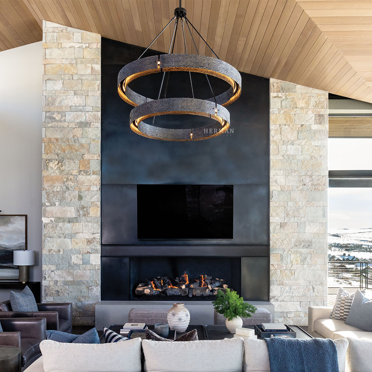 Vouvant Two-Tier Round Chandelier 60"