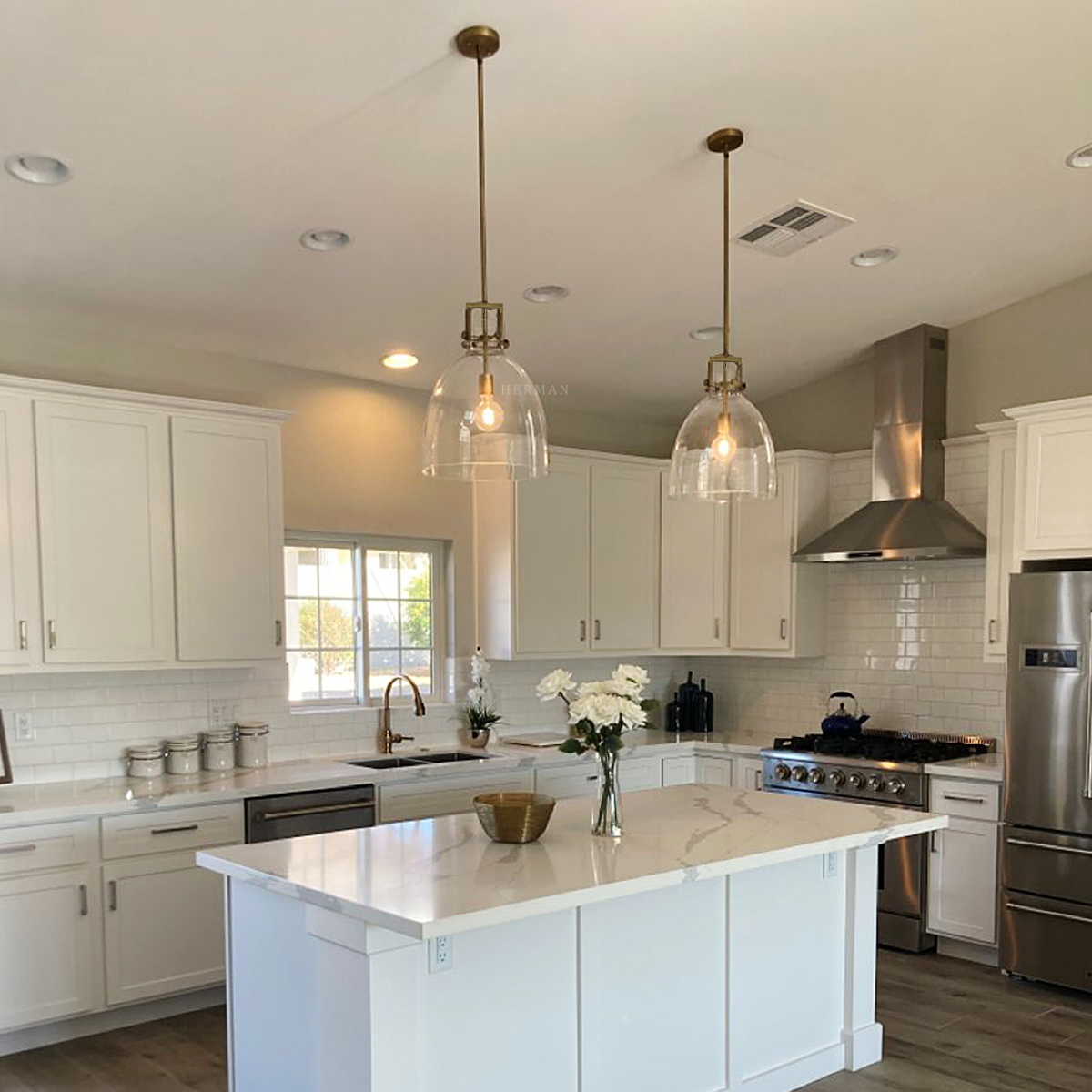 Machines Cloche Machinist Glass Globe Shade Pendant Light 10'', 14'', 18''