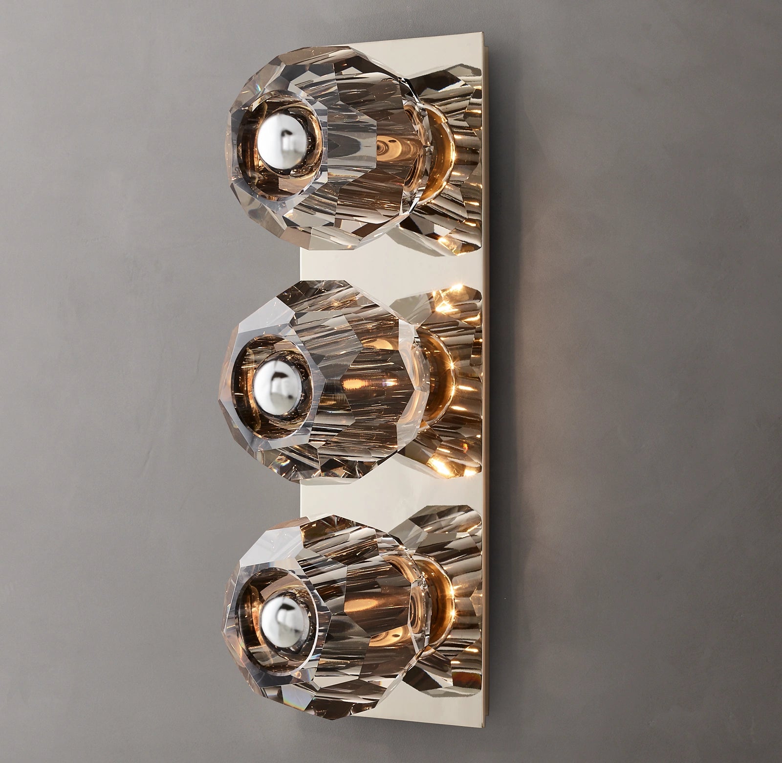 Boule Crystal Glass Linear Wall Sconce Smoky