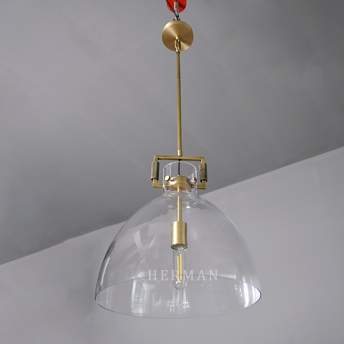 Machines Cloche Machinist Glass Globe Shade Pendant Light 10'', 14'', 18''