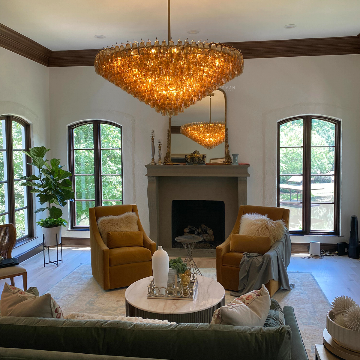 Chiara Glass Tiered Round Chandelier 47"