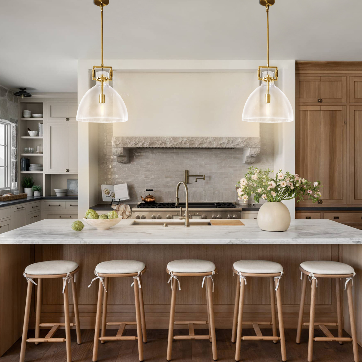 Machines Cloche Machinist Glass Globe Shade Pendant Light 10'', 14'', 18''