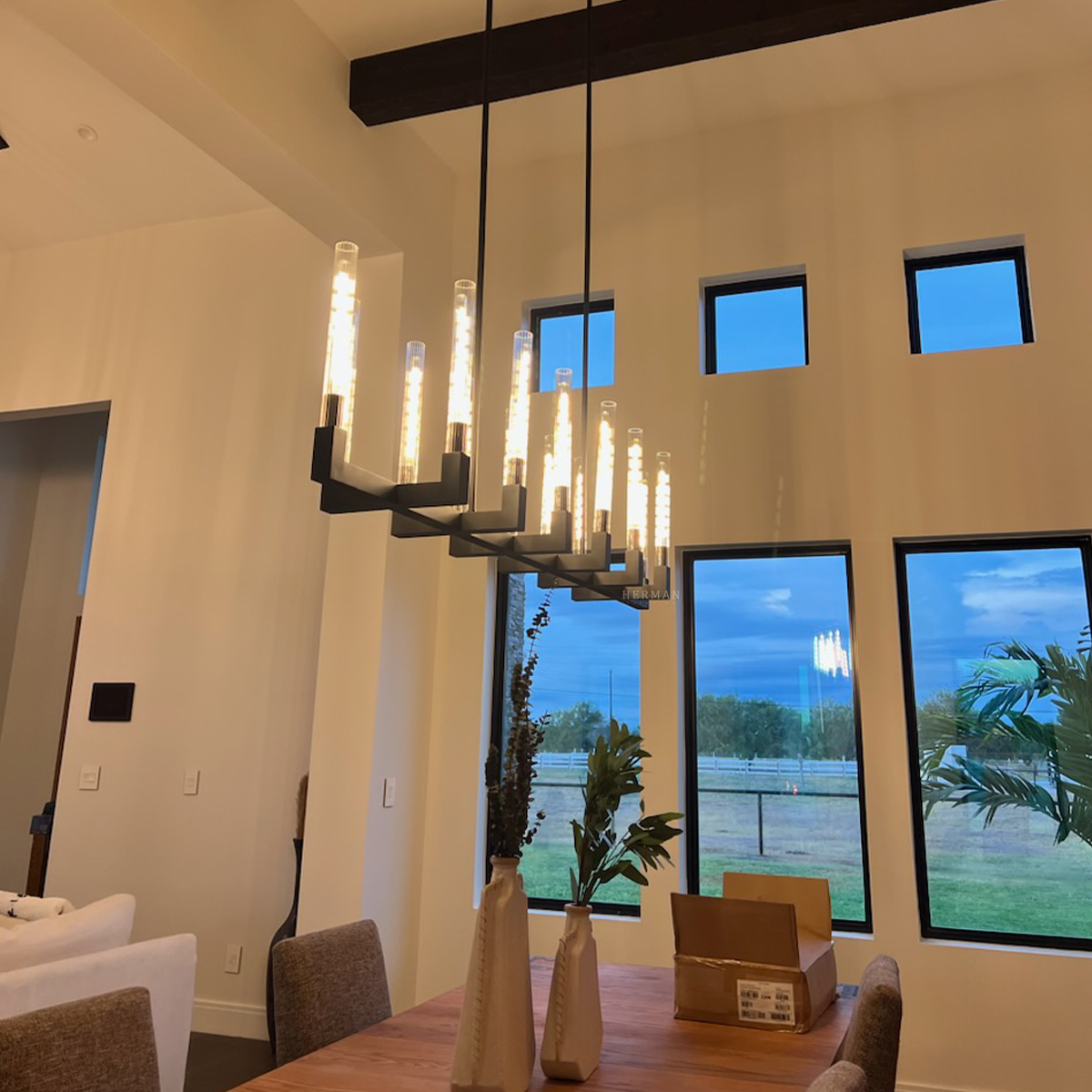 Cannel Linear Chandelier 55"