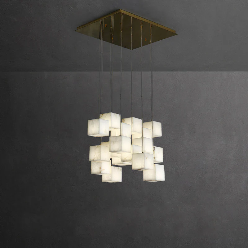 Alabaster Cubic Linear Chandelier