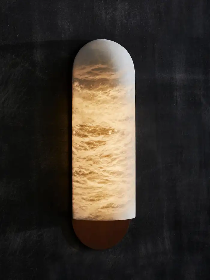Alabaster Curved and Elongated Wall Sconces