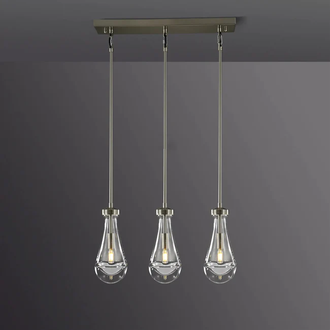 Raindrop Modern Linear Chandelier 3-Lights L 22″