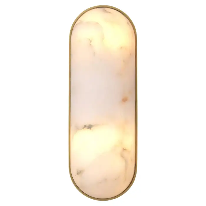 Brass and White Alabaster Wall Light