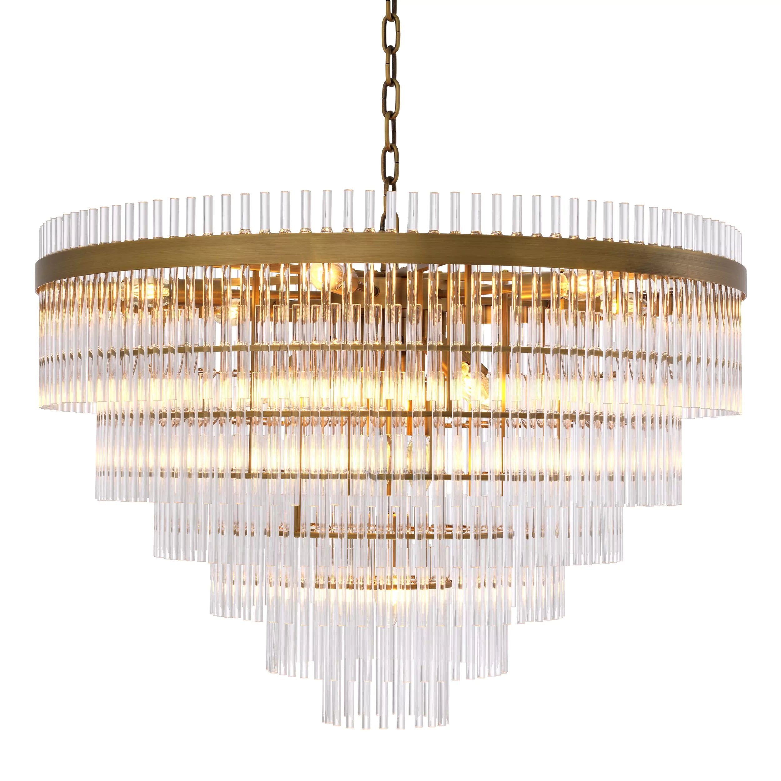 East Single Modern Glass Chandeliers (Antique Brass Finish/Clear Glass) 