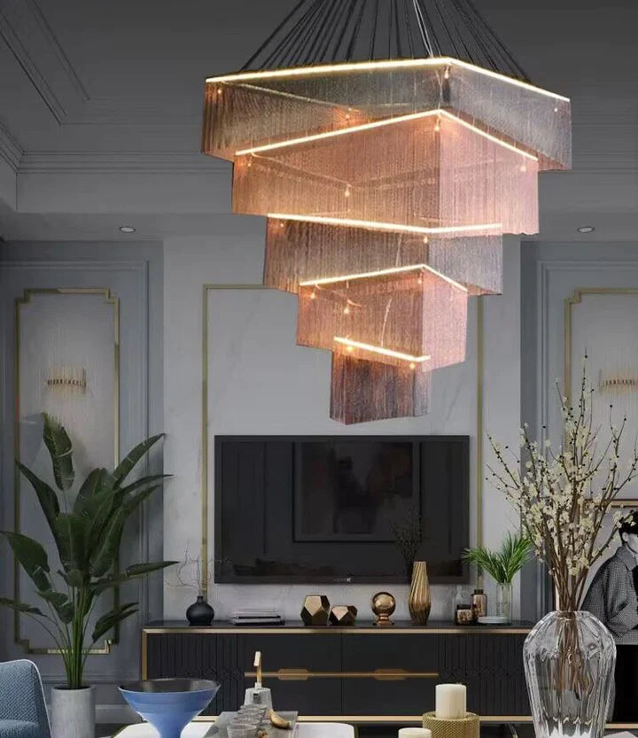 Libby Extra Large Square Tassel Chandelier