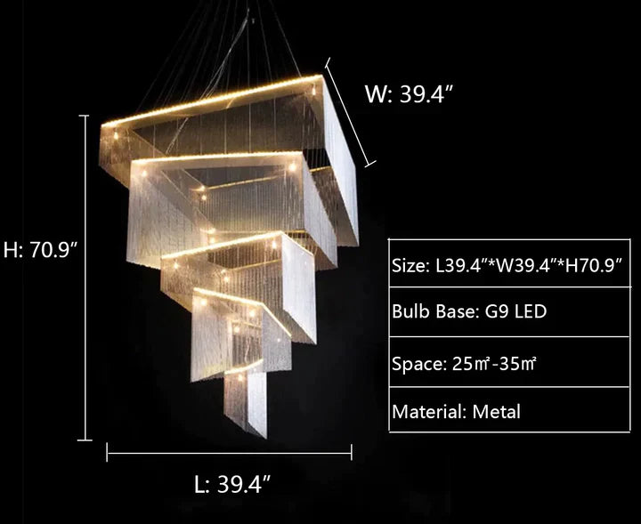 Libby Extra Large Square Tassel Chandelier