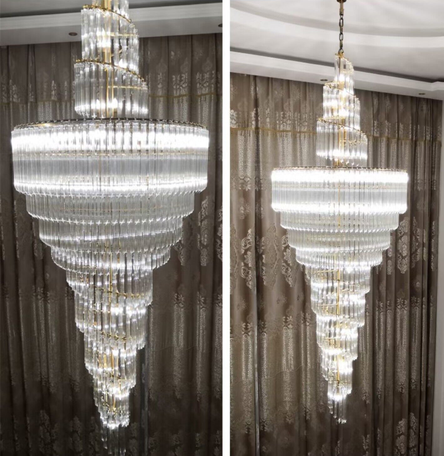 Extra Large Art Cascade Spiral Crystal Chandelier
