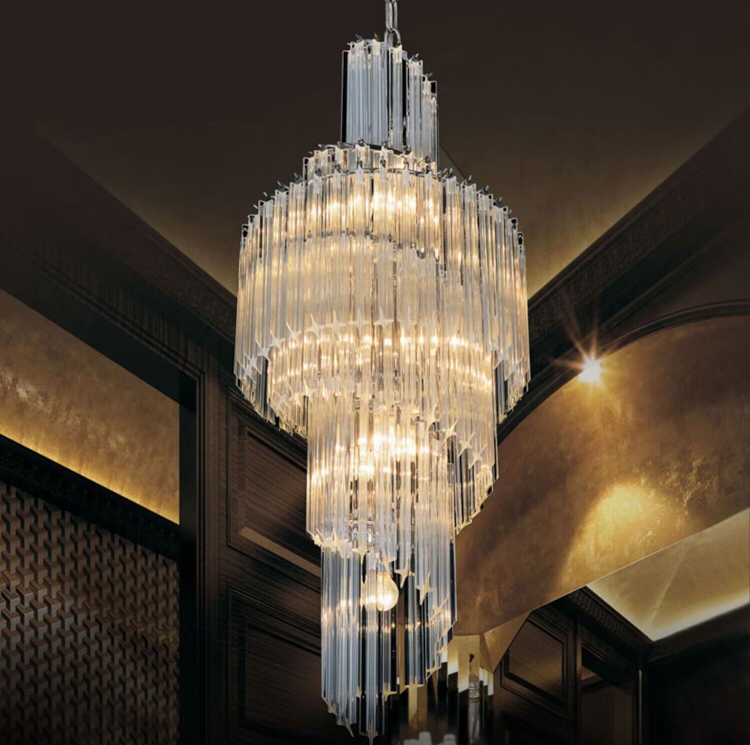 Extra Large Art Cascade Spiral Crystal Chandelier