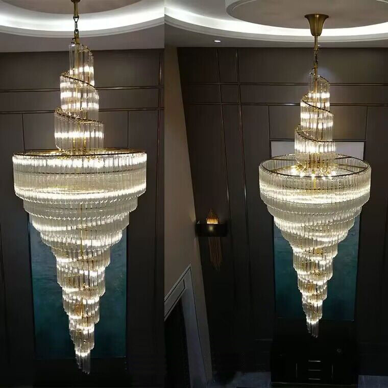 Extra Large Art Cascade Spiral Crystal Chandelier