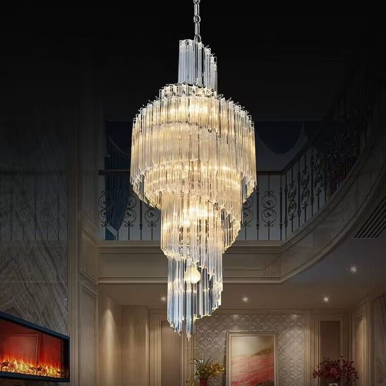 Extra Large Art Cascade Spiral Crystal Chandelier