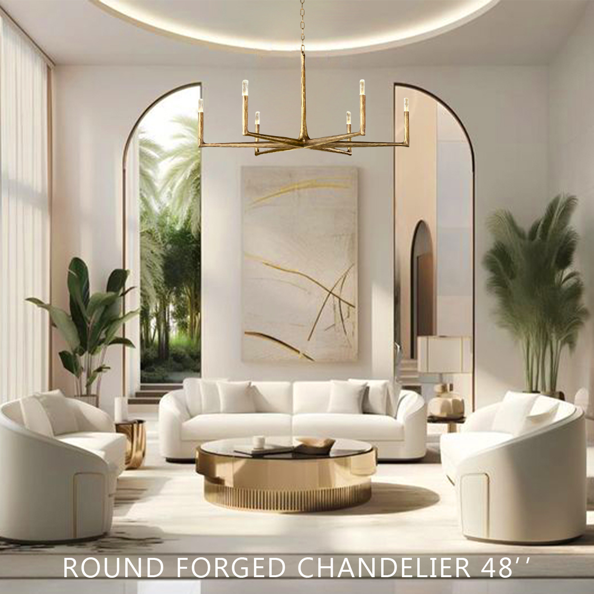 Thaddeus Forged Round Chandelier 48"
