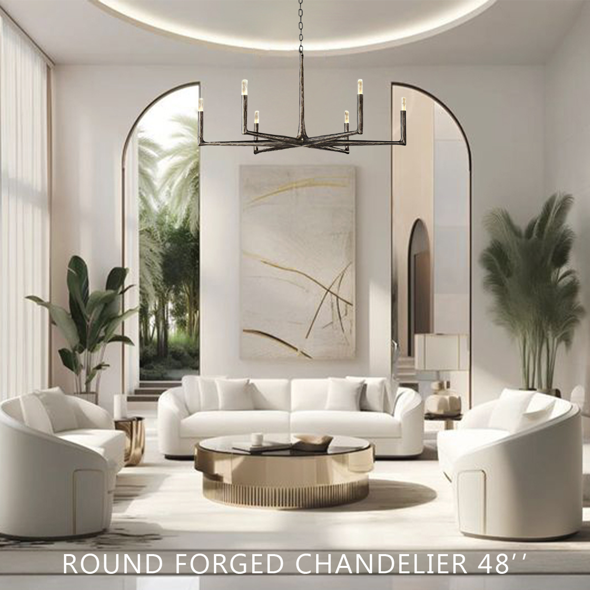 Thaddeus Forged Round Chandelier 48"