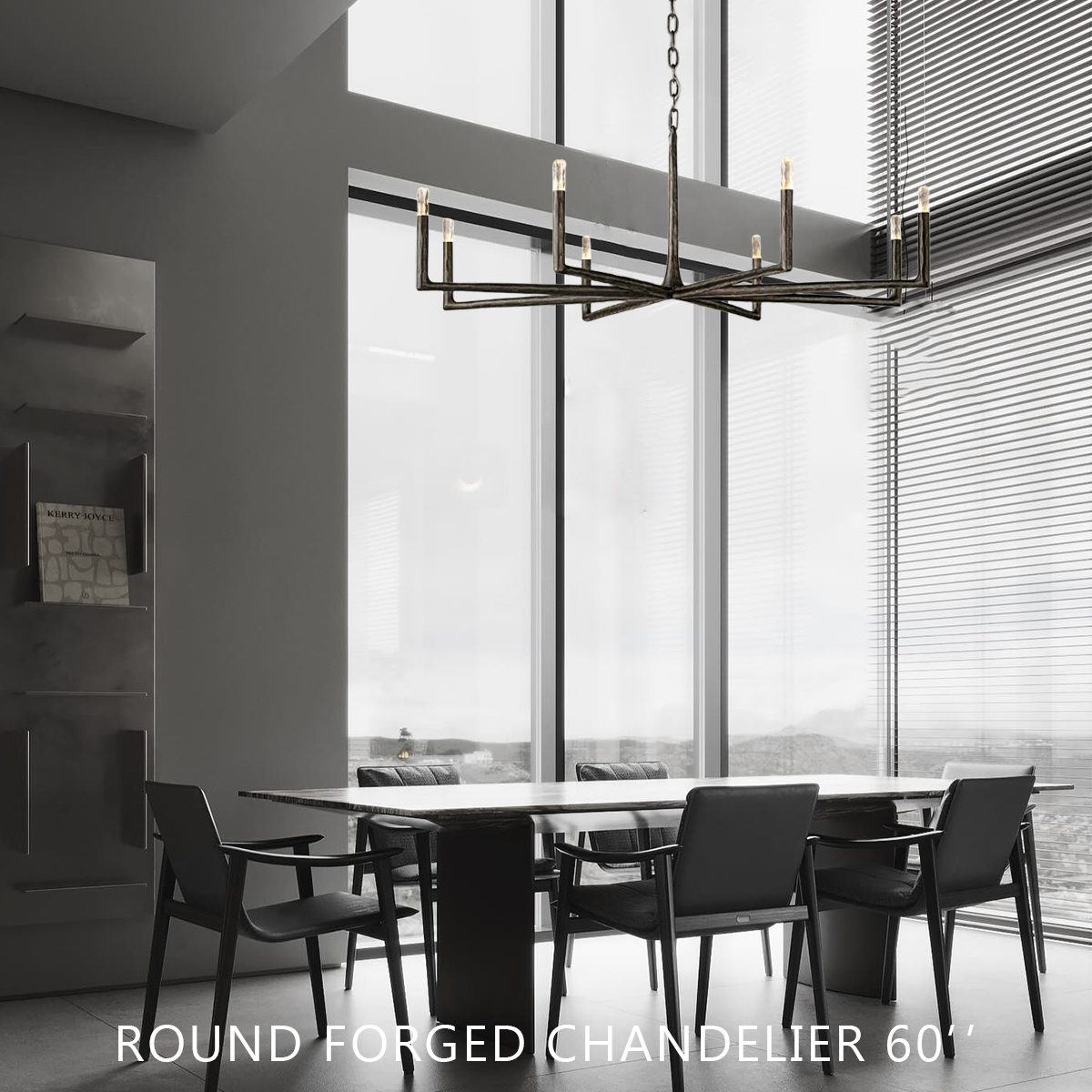 Thaddeus Forged Round Chandelier 60"