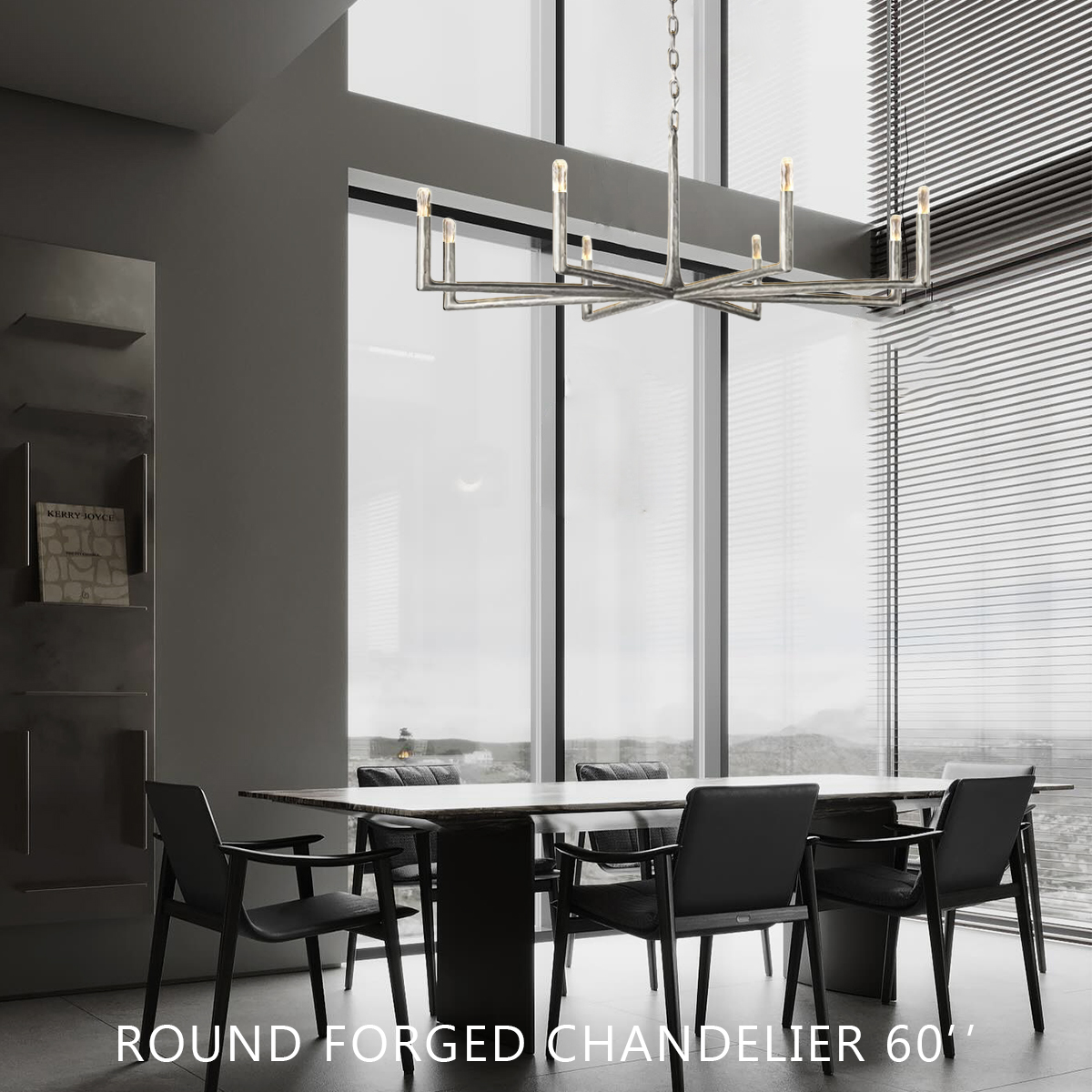 Thaddeus Forged Round Chandelier 60"