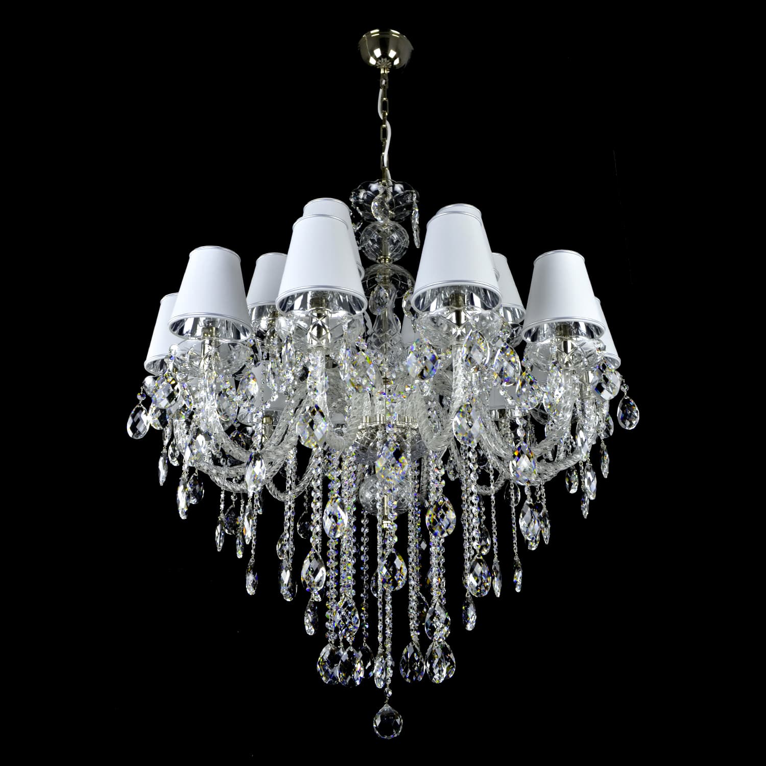 Raindrop 18 Crystal Glass Chandelier (Lampshades) Wranovsky