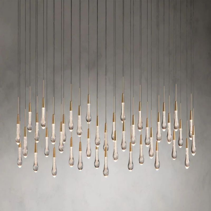 Raindrop Glass Solitaire Linear Chandelier
