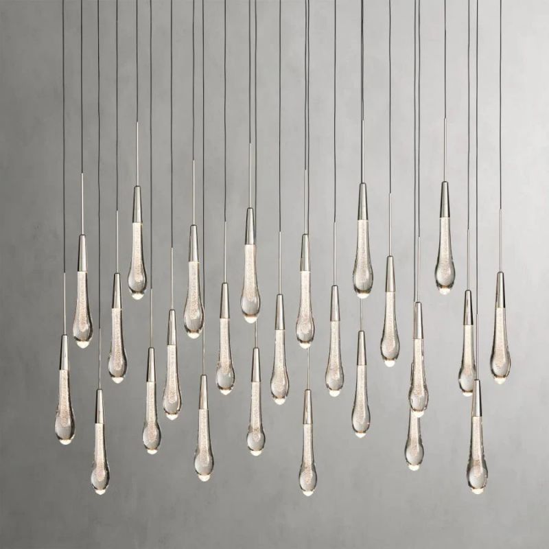 Raindrop Glass Solitaire Linear Chandelier
