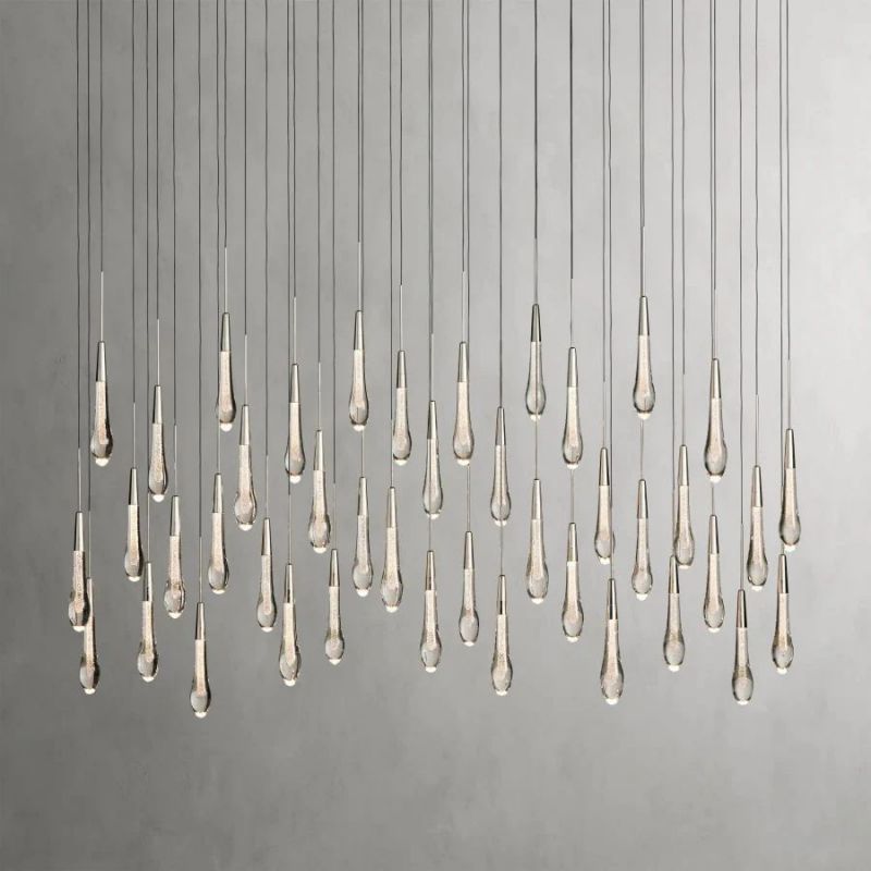 Raindrop Glass Solitaire Linear Chandelier