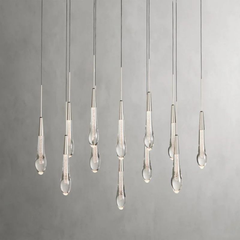 Raindrop Glass Solitaire Linear Chandelier