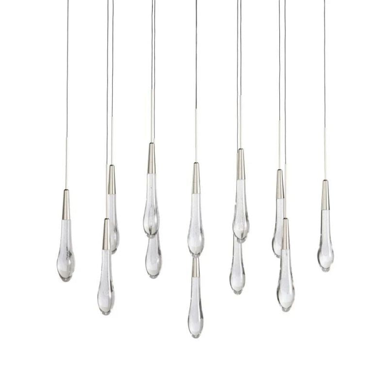 Raindrop Glass Solitaire Linear Chandelier