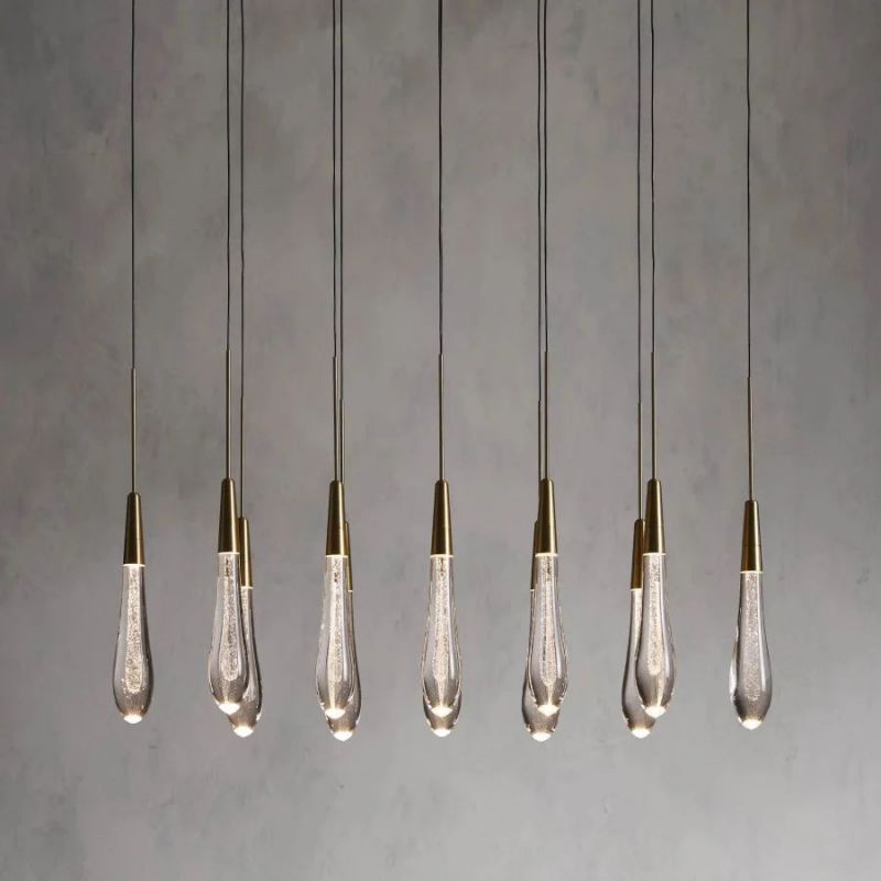 Raindrop Glass Solitaire Linear Chandelier
