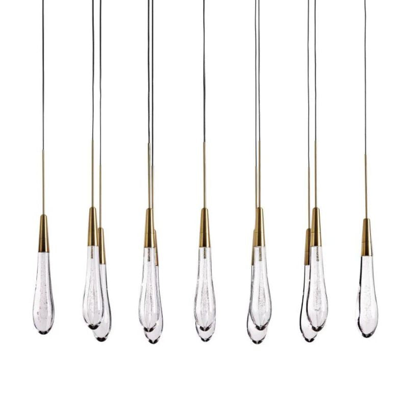 Raindrop Glass Solitaire Linear Chandelier