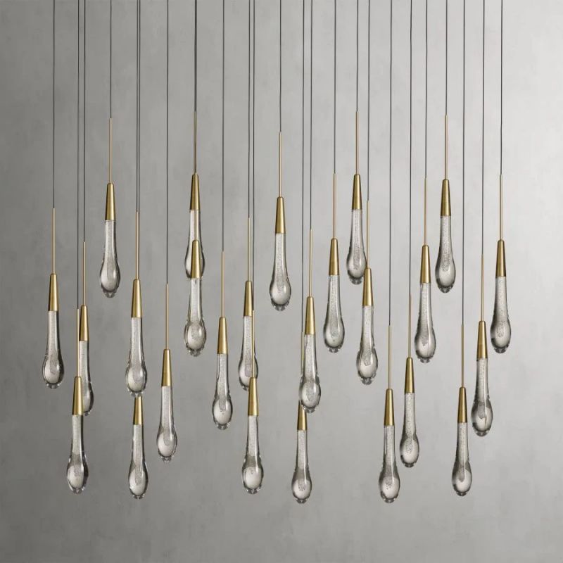 Raindrop Glass Solitaire Linear Chandelier