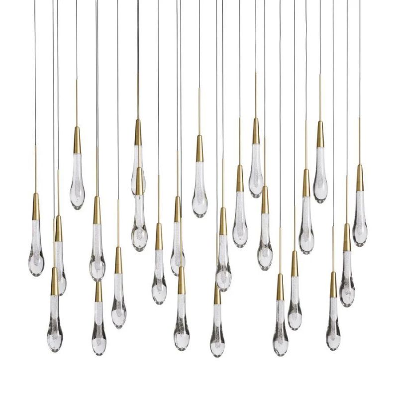 Raindrop Glass Solitaire Linear Chandelier