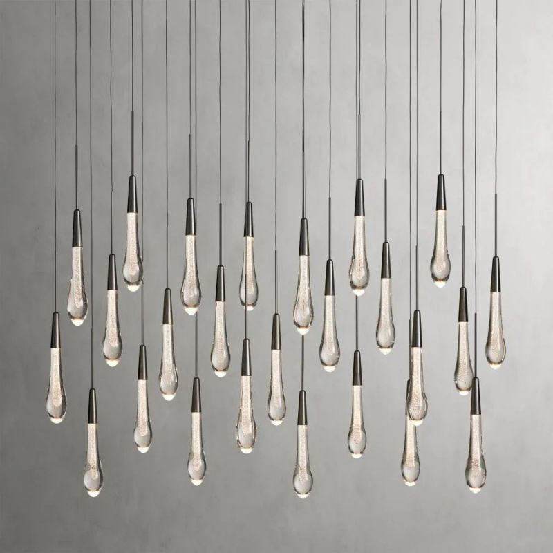Raindrop Glass Solitaire Linear Chandelier
