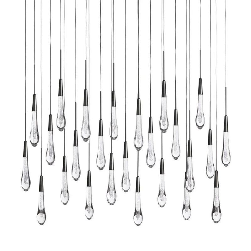 Raindrop Glass Solitaire Linear Chandelier