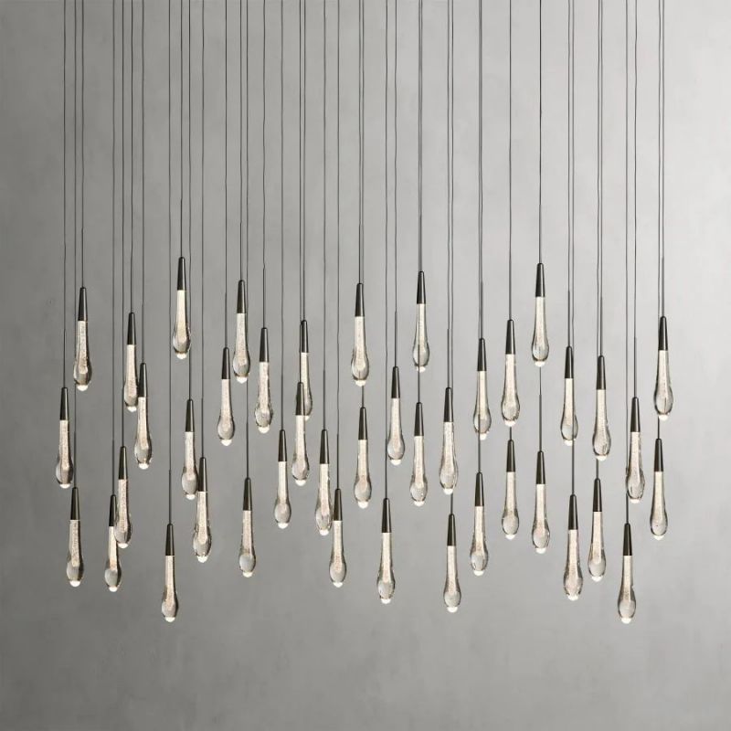 Raindrop Glass Solitaire Linear Chandelier