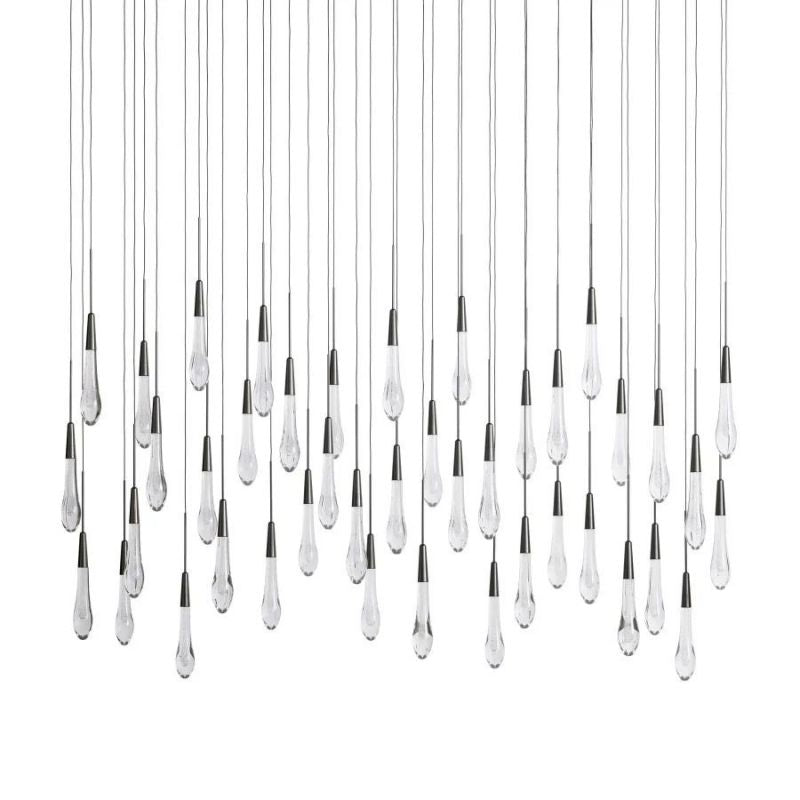 Raindrop Glass Solitaire Linear Chandelier