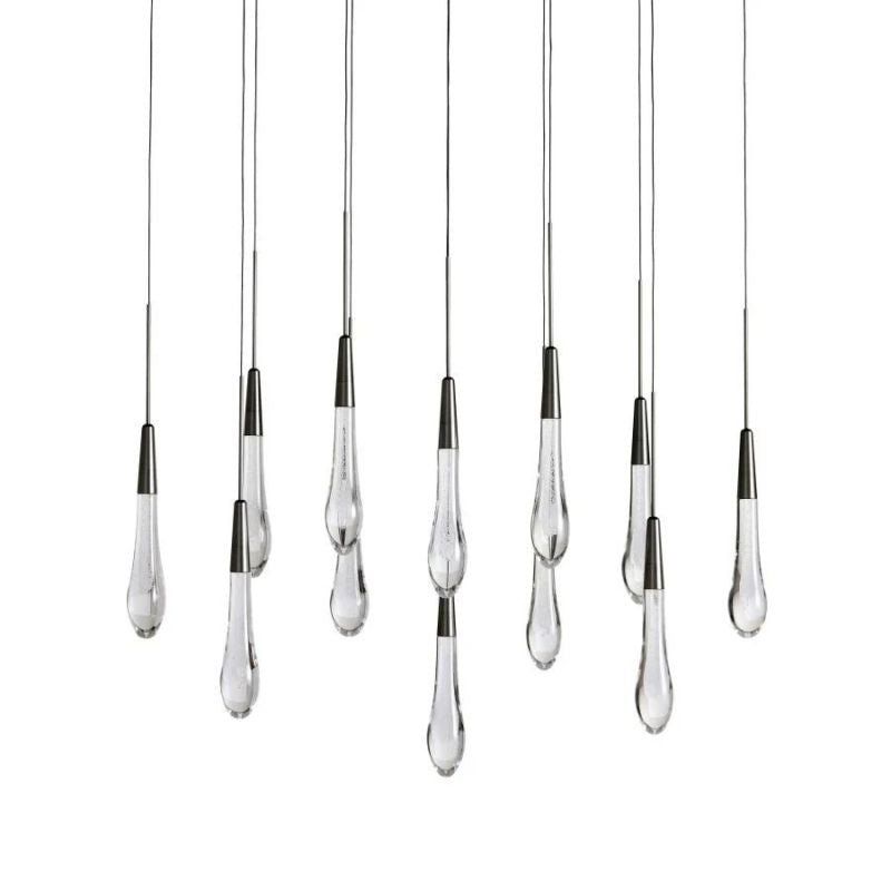 Raindrop Glass Solitaire Linear Chandelier
