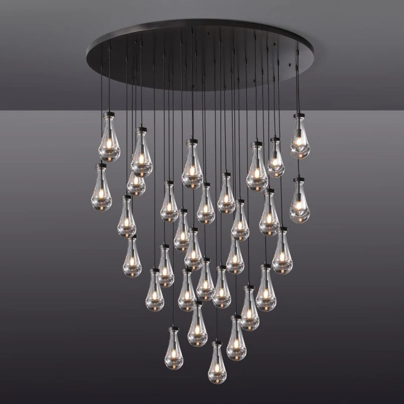 Raindrop Round Chandelier 60", Rain Chandelier