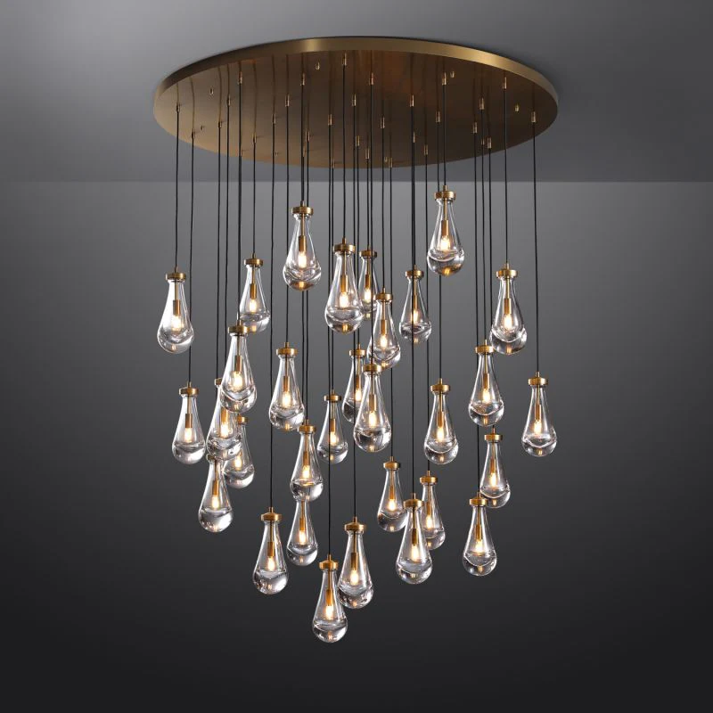 Raindrop Round Chandelier 60", Rain Chandelier