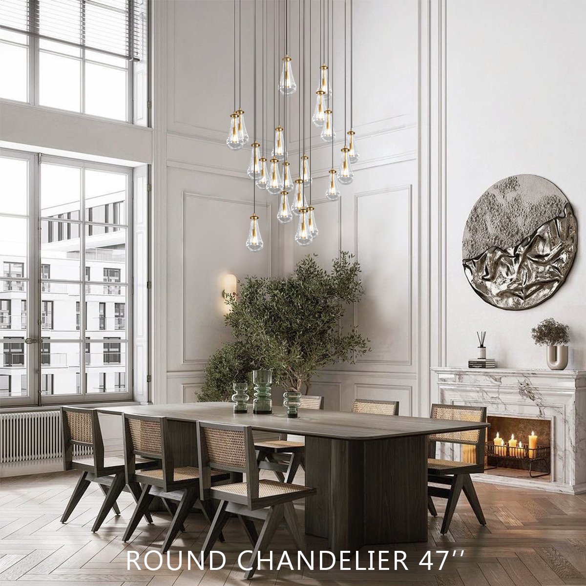 Raindrop Round Chandelier 47", Rain Chandelier